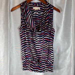 Michael Kors‎ black white red and blue striped Tank Top size PM